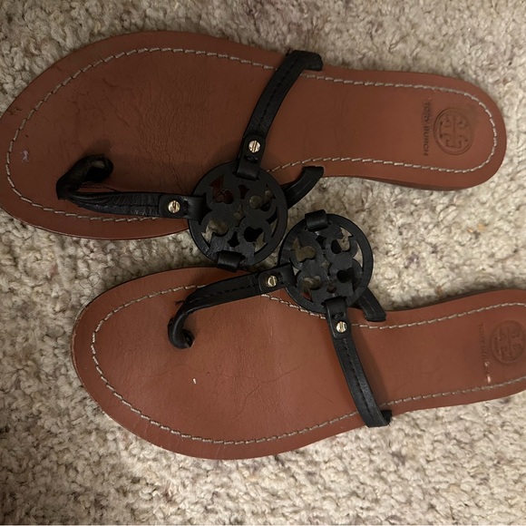 Tory Burch Shoes - Tory Burch Black Miller Leather Thong Sandals